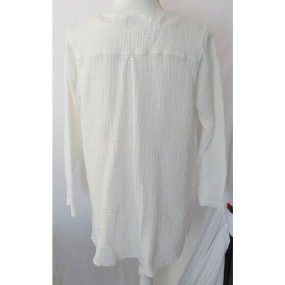 Joan Rivers Women's White Gauze Long Sleeve Button Blouse With Tank Top Size L. - Picture 5 of 14